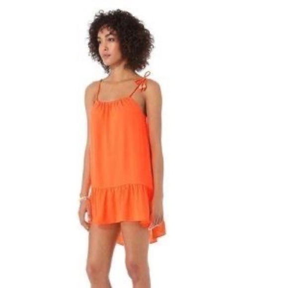 Line & Dot Neon Orange Shoulder Tie Lennon Dress - Picture 13 of 15